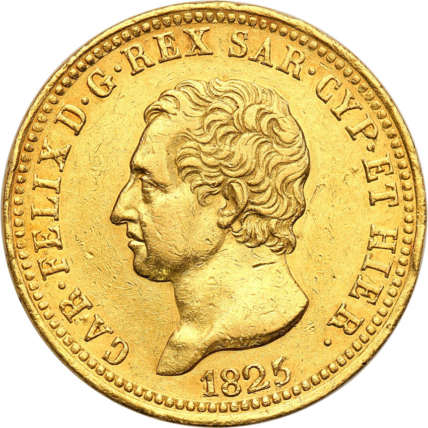 Włochy Sardynia Carlo Felice (1821-1831) 40 lirów 1825 Genua - RZADKA st.2